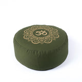 Meditationskissen rund Mandala OM olive grün