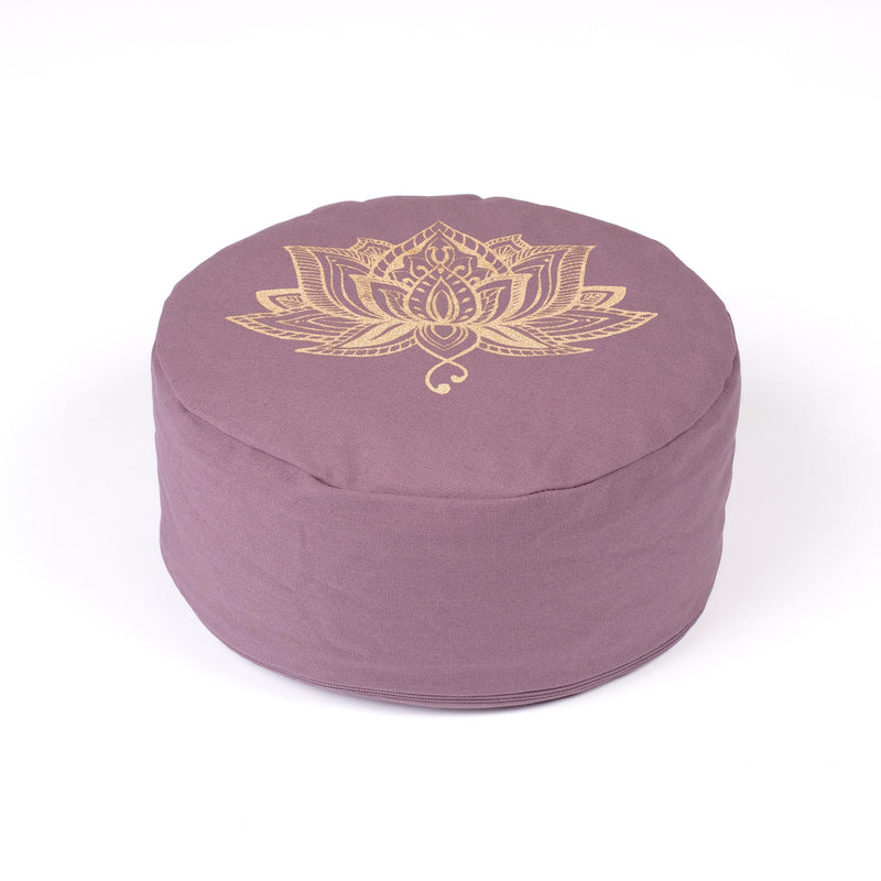Meditationskissen rund Lotus gold Print lavendel