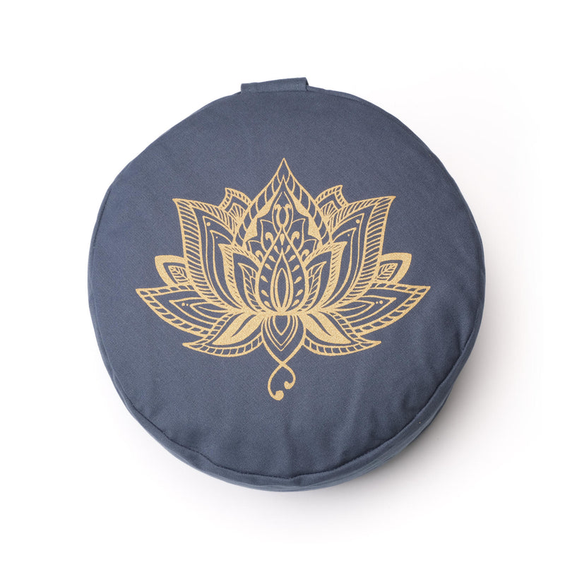 Meditationskissen rund Lotus gold Print blue-sky