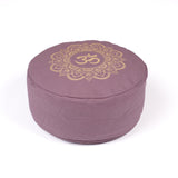 Meditationskissen rund Mandala OM gold Print lavendel