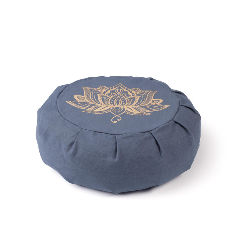 Meditationskissen Zafu Lotus gold Print nachhaltig Baumwolle blue-sky