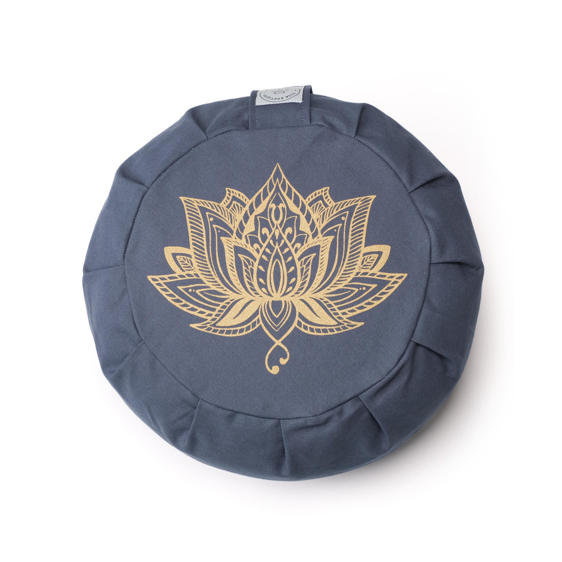 Meditationskissen Zafu Lotus gold Print nachhaltig Baumwolle blue-sky