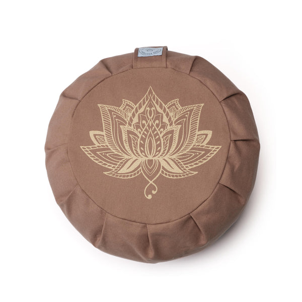 Meditationskissen Zafu Lotus gold Print nachhaltig Baumwolle brown-earth