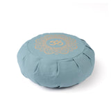 Meditationskissen Zafu aus Bio Baumwolle mit Gold Print Mandala OM green-water