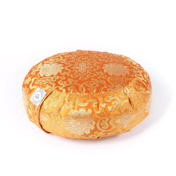 Meditationskissen Zafu Brokat orange