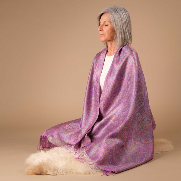 Meditationstuch Schal Seide Purple Joy