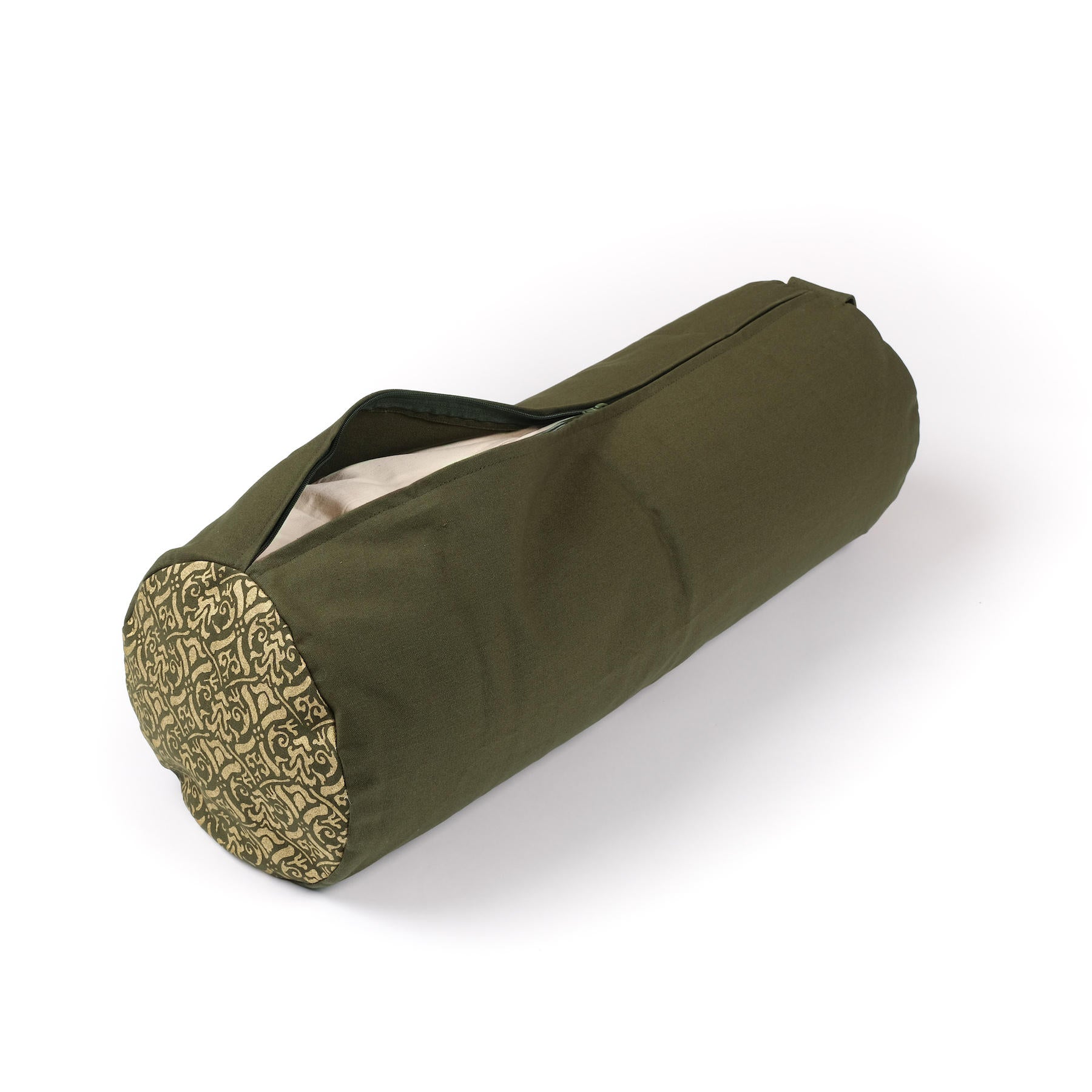 Yoga Bolster Taj Mahal aus Bio Baumwolle olive grün