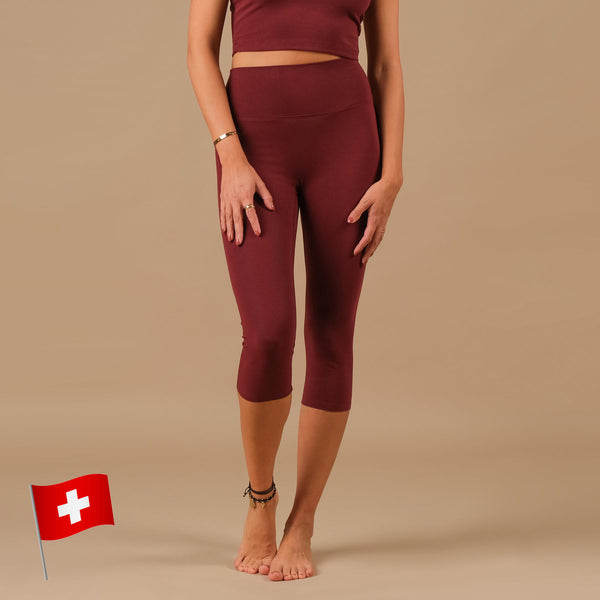Yoga Capri Leggings Comfy bordeaux nachhaltig in der Schweiz hergestellt