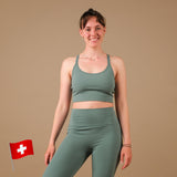 Yoga Kleider Crop Top Joy petrol aus nachhaltigem Stoff und in der Schweiz hergestellt