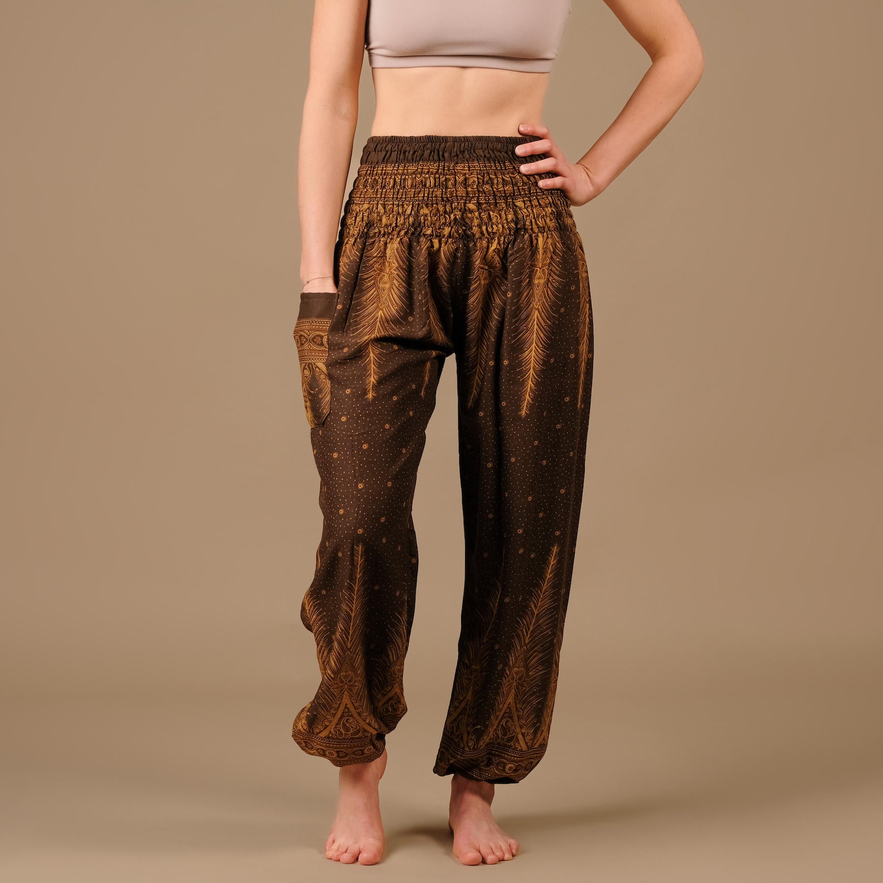 Lofbaz Pantaloni Donna Harem A Vita Alta, Modello Genio Boho, Tessuto Morbidissimo Rayon, Con Coulisse E Tasche, Colore Borgogna, Taglia S, Per Yoga, Spiaggia E Relax