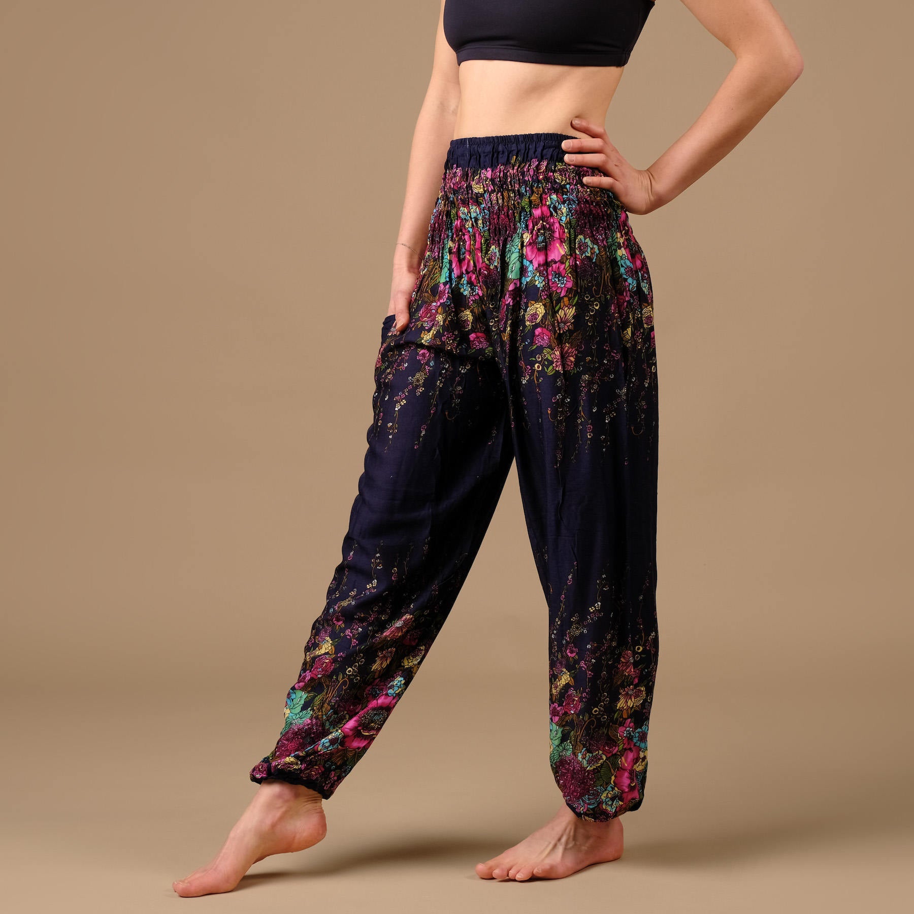 Yoga Haremshose Flower navy