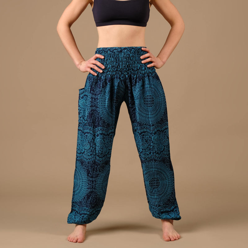 Yoga Haremshose Boho Pants Indian Summer blau