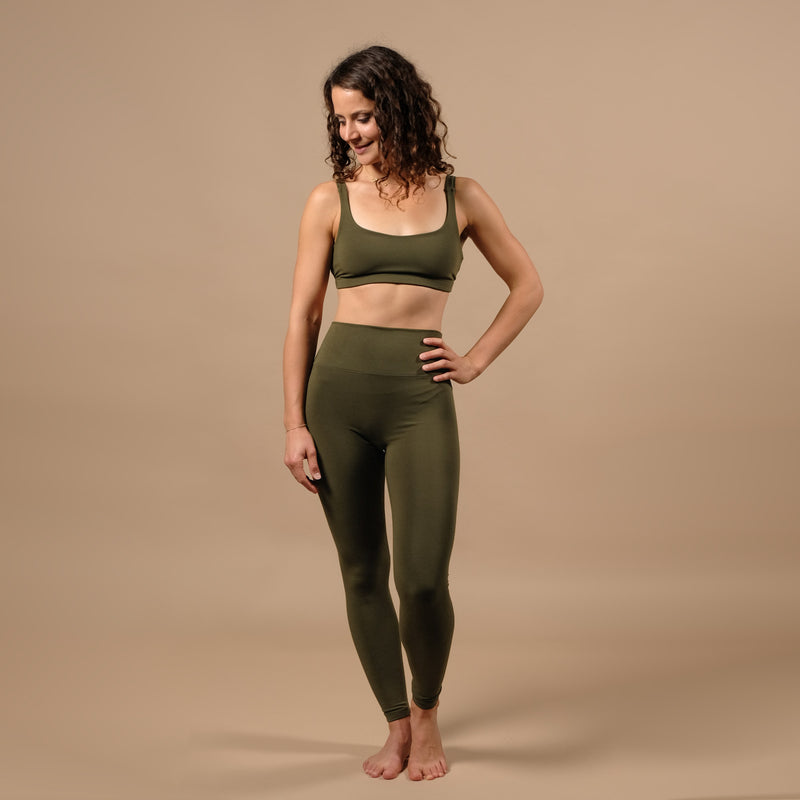 Yoga Leggings Comfy olive, super weich, nachhaltig, in der Schweiz hergestellt