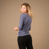 Yoga Shirt Comfy 3/4 Arm, in der Schweiz hergestellt, weichster Stoff, graublau