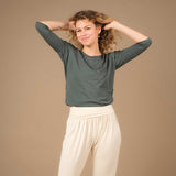 Yoga Shirt Comfy 3/4 Arm, in der Schweiz hergestellt, weichster Stoff, smaragd