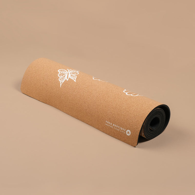 Yogamatte Kork Tropical weiss frei von PVC, biologisch abbaubar