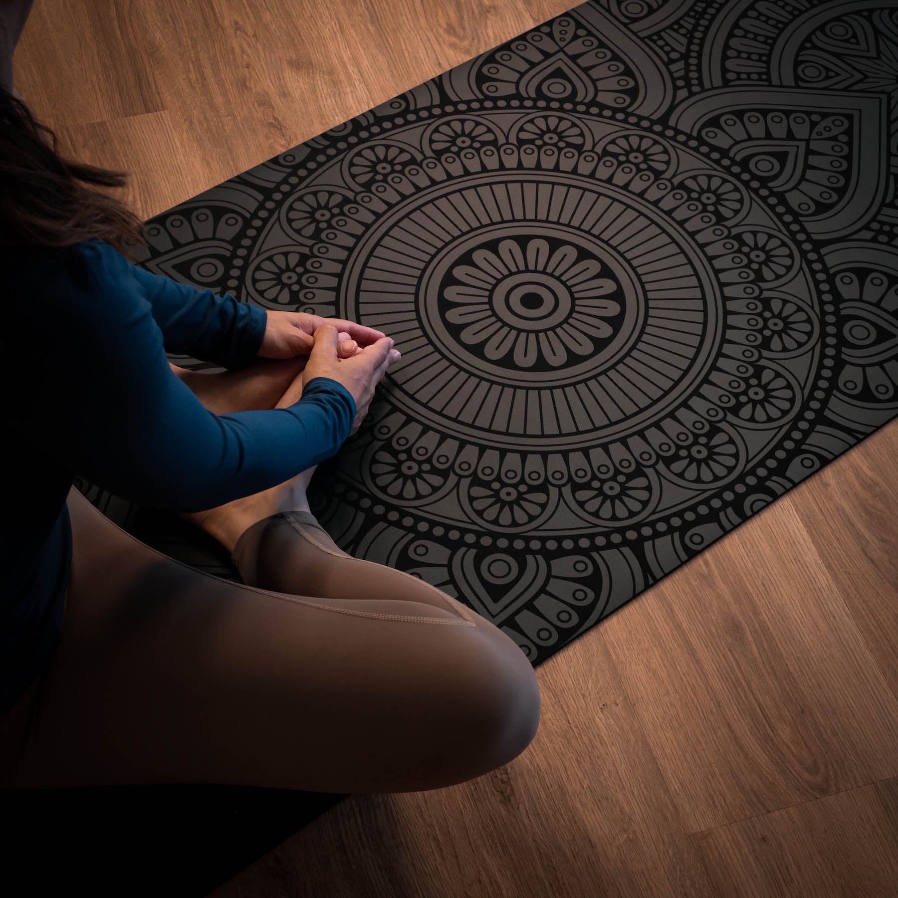 Yogamatte SuperGrip 2.0 Mandala sehr rutschfeste Yogamatte schwarz