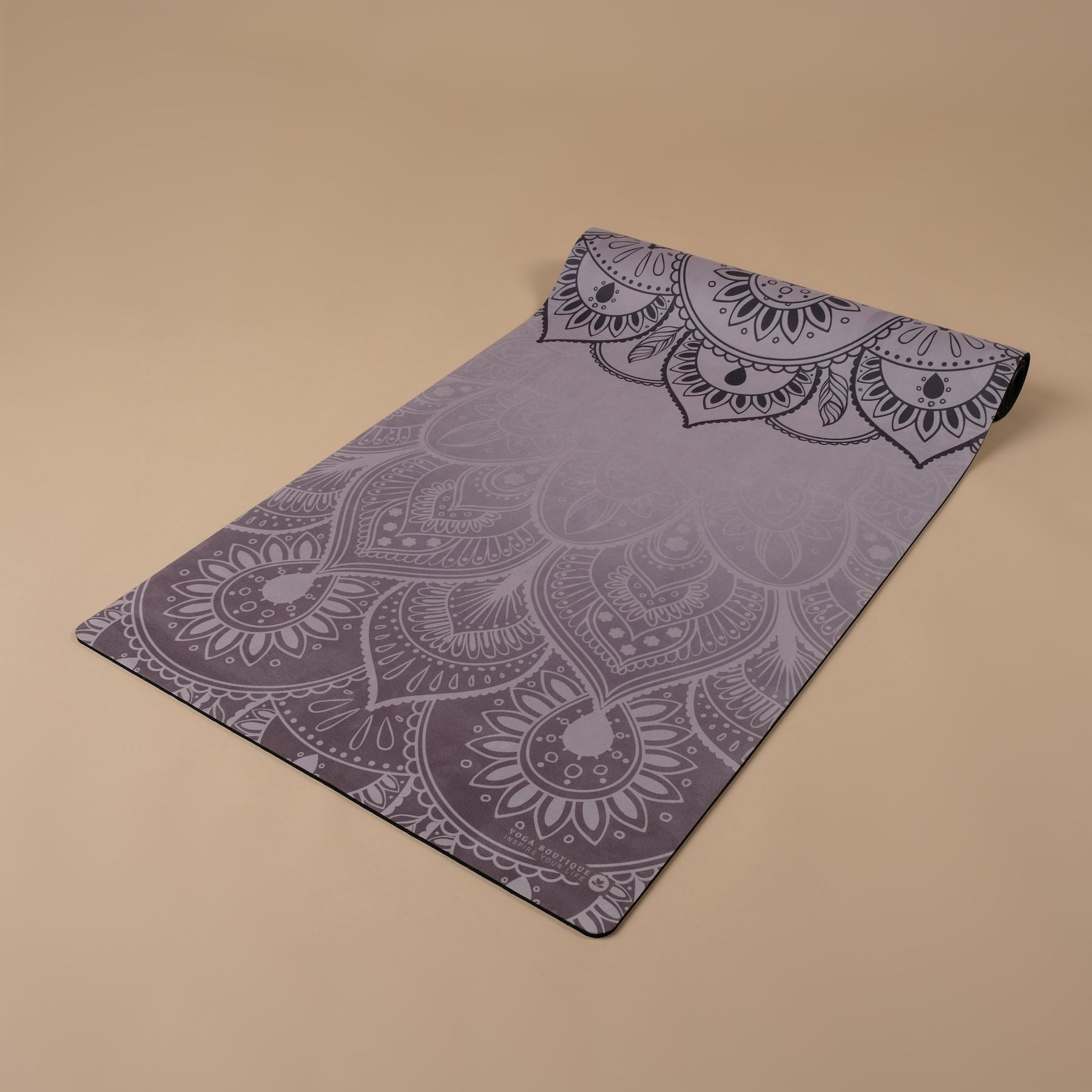 Yogamatte Velours Mandala schwarz