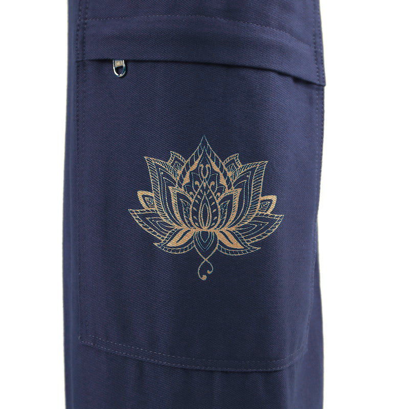 Yogamatte-Tasche Lotus aus Baumwolle Navy blau