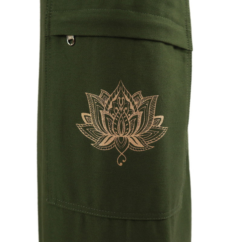 Yogamatte-Tasche Lotus aus Baumwolle Olive grün